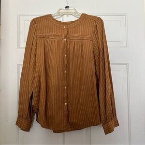 LOFT Brown Striped Blouse